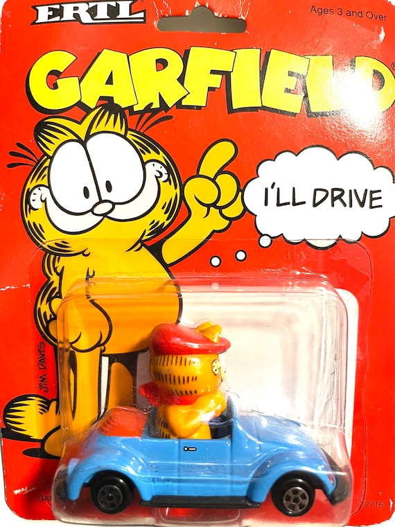 Gorgeous Vintage Garfield With a Blue Car,cat, Orange