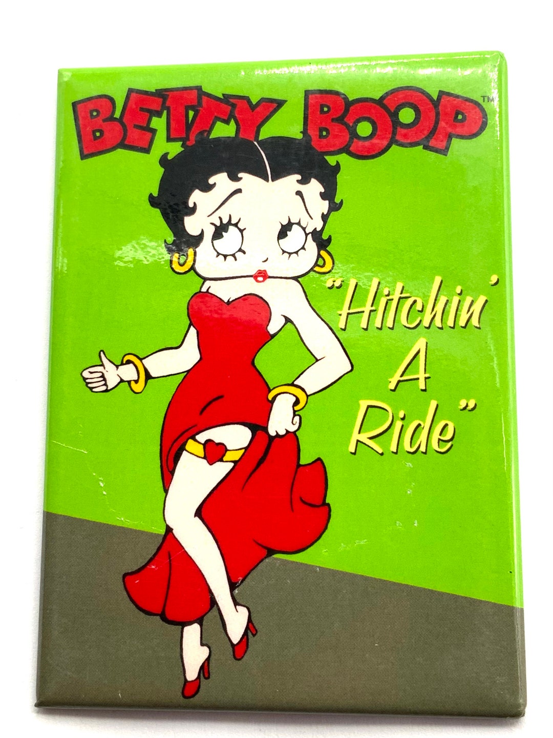 Gorgeous Collectible Betty Boop Magnet, Red Dress, Hitchin a Ride