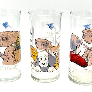 Gorgeous collectible and vintage Vintage E. T. glass 16 oz; I’ll be right here, Pizza Hut, Extra terrestrial.