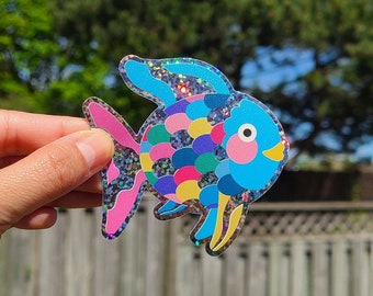 Rainbow Fish Glitter Sticker - Nostalgic 90s Kids Book