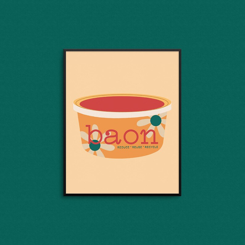 BAON 2.0 Art Print Filipino food print, Filipino art print, food container art, quirky food illustration, whimsical 8x10 kitchen wall art image 1