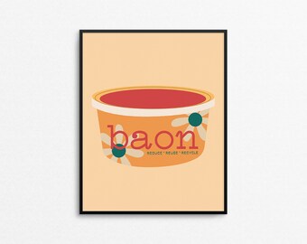 BAON 2.0 Art Print - Filipino food print, Filipino art print, food container art, quirky food illustration, whimsical 8x10 kitchen wall art