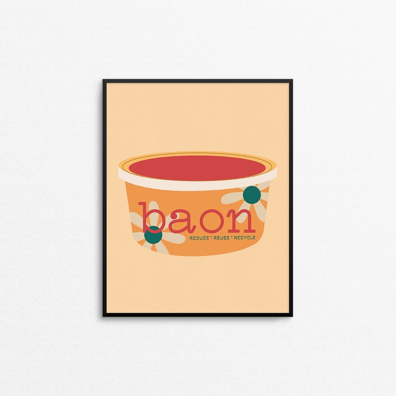 BAON 2.0 Art Print Filipino food print, Filipino art print, food container art, quirky food illustration, whimsical 8x10 kitchen wall art image 2