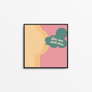 This Toot Shall Pass Art Print - Lustiger 8x8 Badezimmer Kunstdruck, humorvolle Furz Illustration, lustige bunte Wandkunst für Toiletten
