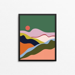 IN MY DREAMS Colorful Mountain Wall Art - Abstract wall art, colorful illustrated print, quirky print, hipster print, bright colors