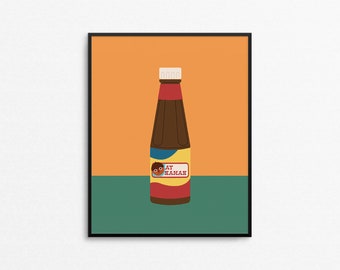 AY NAMAN (Orange) Filipino Art Print - Funny Filipino phrase print, quirky Pinoy art, lechon sauce art print, fun Philippines food print