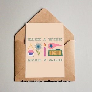 Faites un vœu - Jolie carte porte-bonheur A2, carte de manifestation amusante pour les amis, carte de couleur vive et originale pour toute occasion vierge à l'intérieur