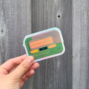 BEEPER Aufkleber - Schriller Retro 90er Jahre Technologie Aufkleber, lustiger typografischer Retro-Aufkleber, niedlicher Holo-Aufkleber für Laptops und Wasserflaschen