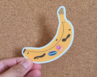 BANANA Sticker - Cute bruised banana sticker for laptops, fun weatherproof fruit sticker for water bottles, quirky gift for fruit lovers