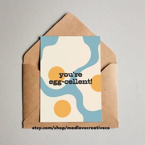 Carte You're Egg-cellent - Carte pour les amateurs d'oeufs, carte de voeux originale A2, carte pour les amateurs de nourriture, jolie carte bleue, carte de nourriture pour calembour, carte pour toutes les occasions