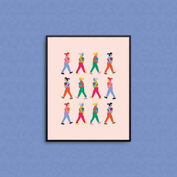 PEOPLE TO SEE Wall Art - Quirky print, colorful wall art, illustrated print, giclee, art with women, bright colors, hipster wall art