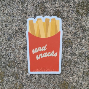 ENVÍA SNACKS: calcomanías para botellas de agua, calcomanías para hidroflask, calcomanías para laptop, calcomanías de vinilo, calcomanías lindas, calcomanías de comida, regalo para amantes de los bocadillos