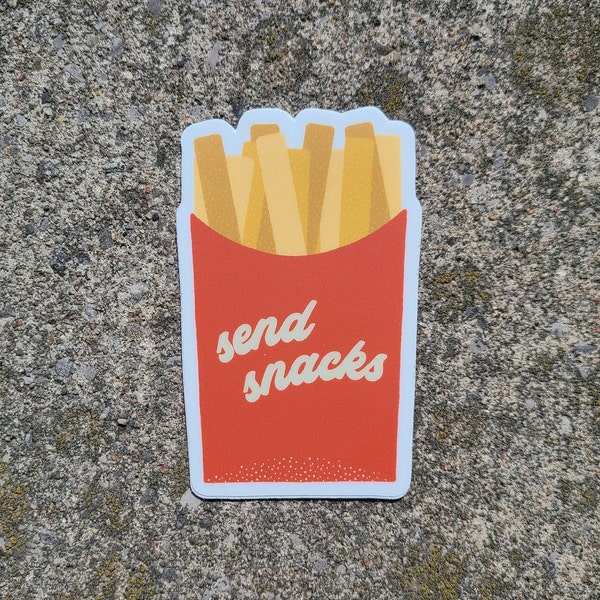 SEND SNACKS - Wasserflasche Sticker, Aufkleber für Wasserflasche, Laptop Aufkleber, Vinyl Aufkleber, niedliche Sticker, Essen Sticker, Snack Liebhaber Geschenk