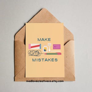 Carte de voeux « Faites des erreurs » : impression originale pour toutes les occasions, carte d'ami Oopsie vierge amusante, carte aux couleurs vives juste parce que