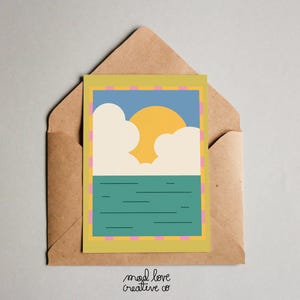 Tarjeta de felicitación Daydream: tarjeta ilustrada de colores brillantes para cualquier ocasión, peculiar tarjeta con paisaje abstracto en blanco solo porque sí