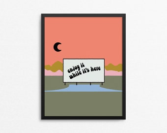 ENJOY IT Print (SALE!) - Illustrated print, quirky print, inspirational art, typographic print, whimsical art, bright colors, digital prints