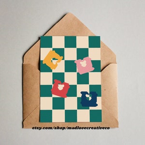 Carte de voeux avec date d'expiration - Carte pour les amateurs de petit-déjeuner, cadeau pour les amateurs de pain, carte de voeux de nourriture originale, jolie carte à carreaux, carte vierge 5 x 7
