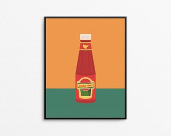 JUSKO 'DAY (Orange) Art Print - Jufran banana ketchup print, quirky Filipino food art print, punny Pinoy culture print, fun Philippines art