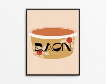 BAON (Beige) Art Print - Filipino food print, Filipino art print, food container art, quirky food illustration, whimsical kitchen wall art