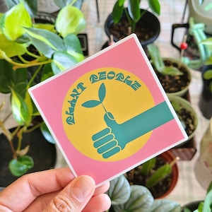 Sticker PLANT PEOPLE - Sticker original pour ordinateur portable pour les amateurs de plantes, autocollant amusant de bouteille d'eau en vinyle pour les parents de plantes, autocollant mignon de pousses roses