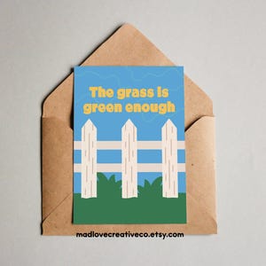 Carte de voeux herbe verte - Carte vierge aux couleurs vives pour toutes les occasions, jolie carte d'acceptation pour les amis, carte originale juste parce que l'herbe
