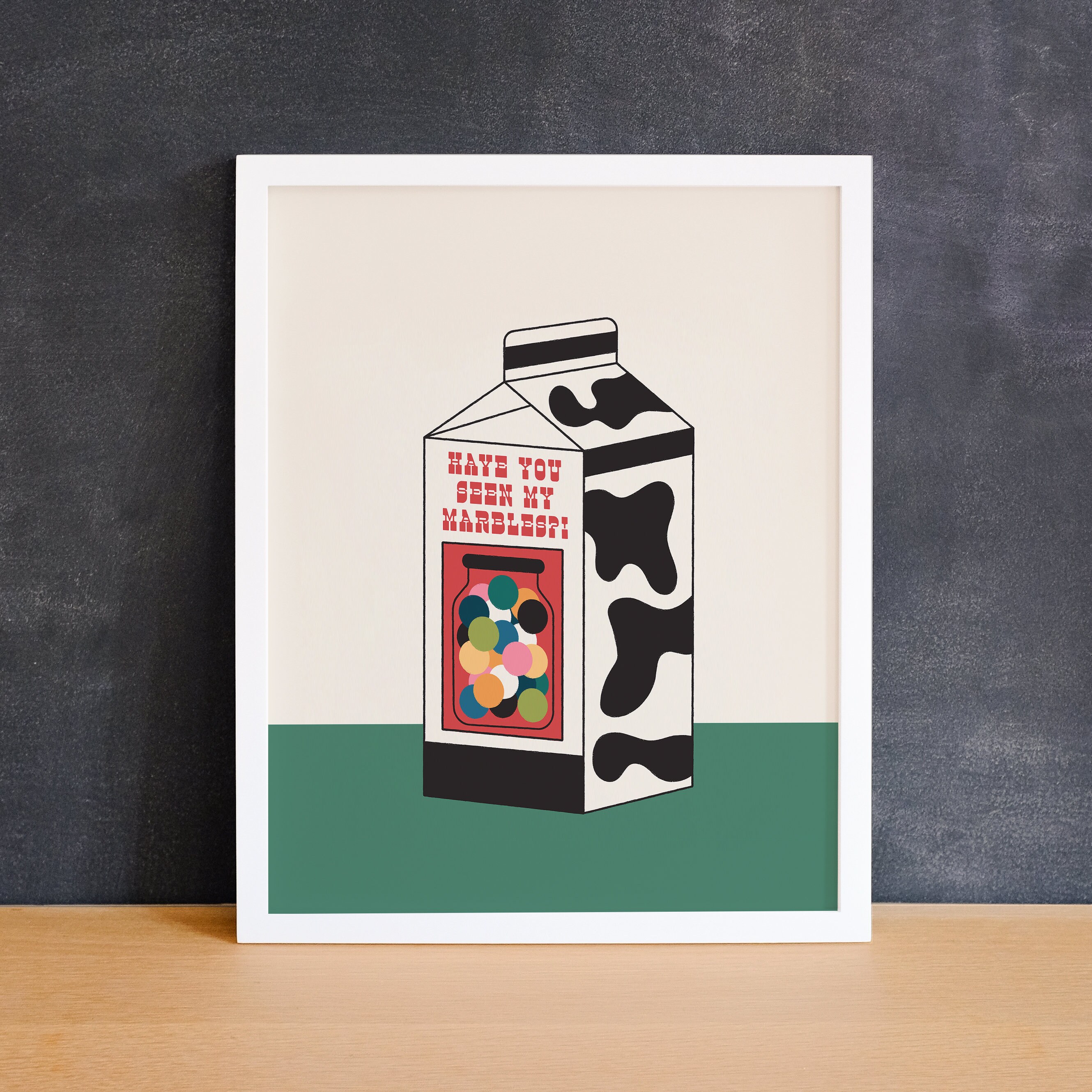 MISSING MARBLES Art Print - Cute Milk Carton Cow Print Illustration ...