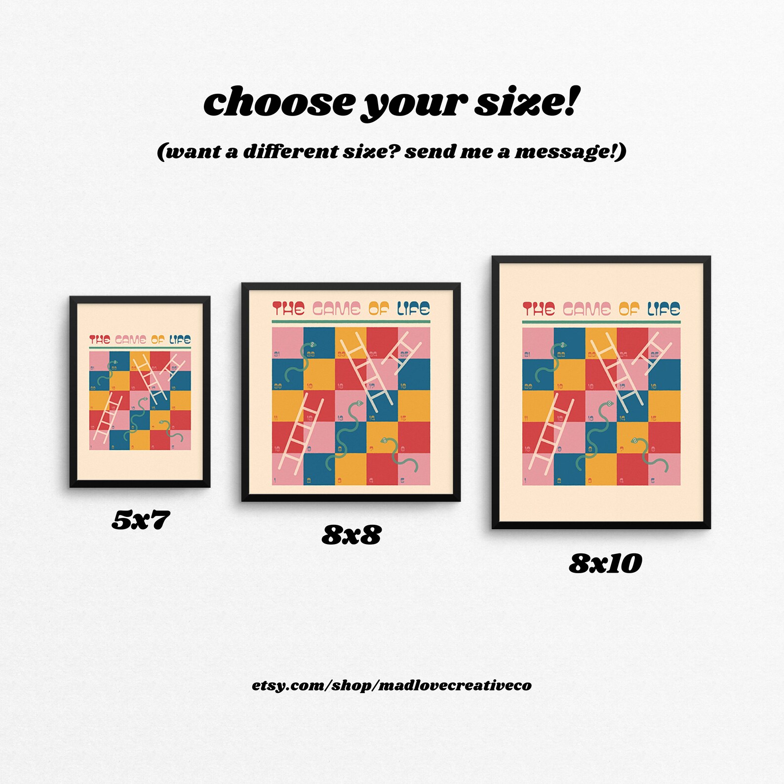 UP AND DOWN Art Print Retro board game illustration snakes | Etsy
