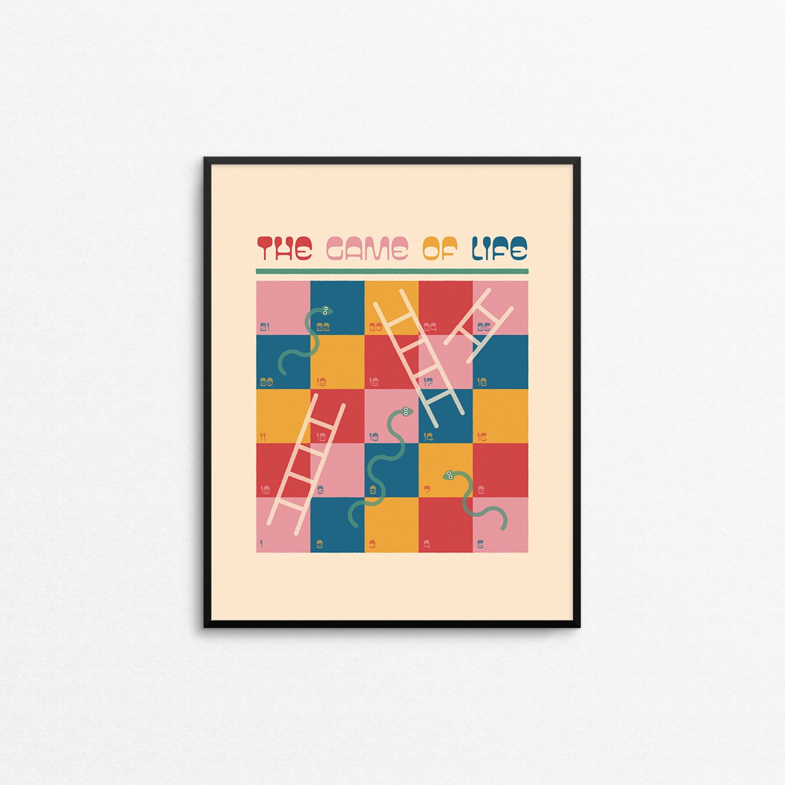 UP AND DOWN Art Print Retro Board Game Illustration Snakes - Etsy