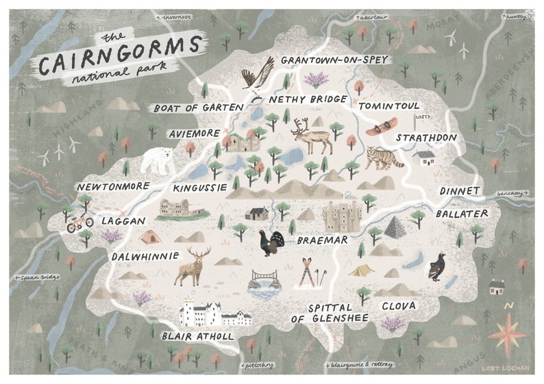 Cairngorms National Park Map Giclee Print Scottish Map Etsy Cairngorms National Park Map Giclee Print Scottish Map Etsy