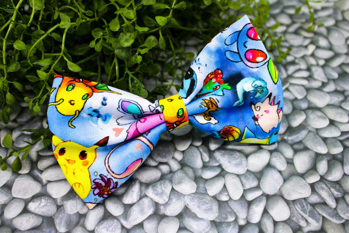 Blue Fabric Dog and Cat Bowtie for Pet Collar Slide on Etsy