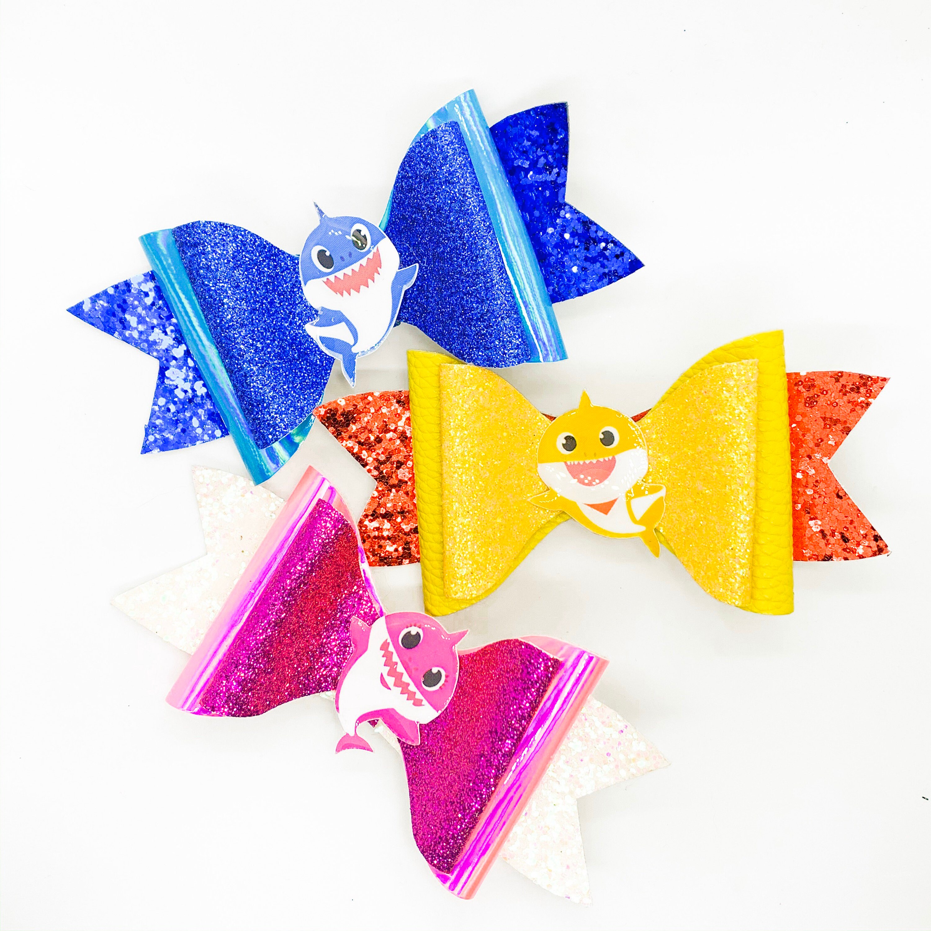 Download Pink Mommy Baby Shark Glitter Hair Bow
