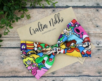 Cute Gaming Plumber Friends and Princesses Fabric Dog and Cat Bowtie for Pet Collar | Slide On | Game Inspired