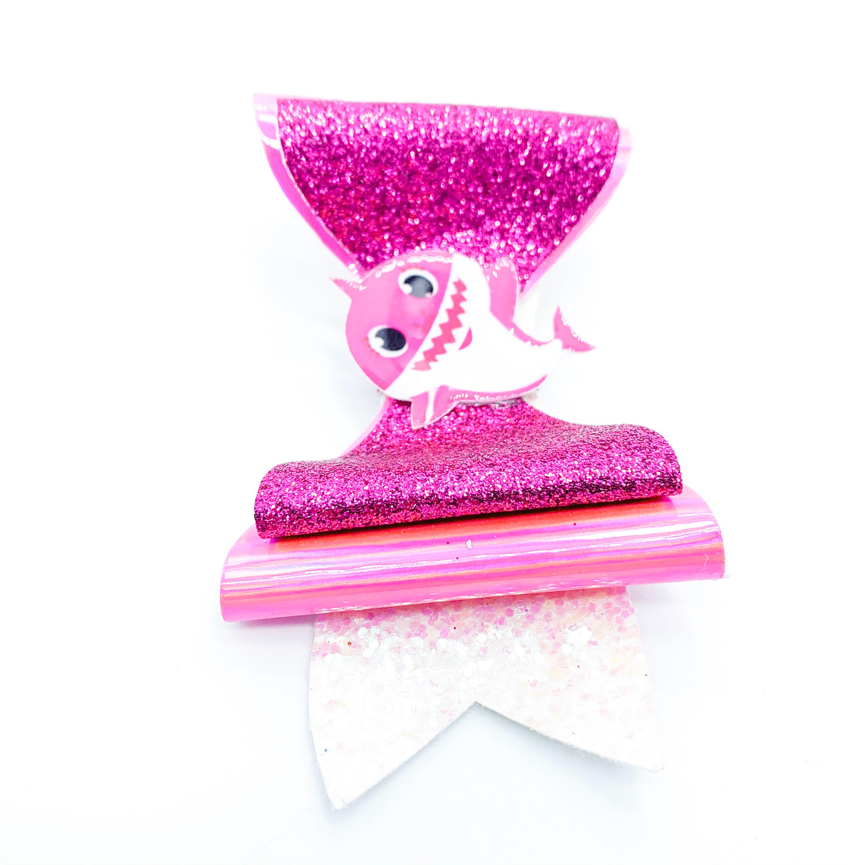 Download Pink Mommy Baby Shark Glitter Hair Bow