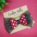 Minnie Red and Black Polka Dot Chunky Glitter and Tulle Hair Bow Clip | Straw Topper & Badge Reel