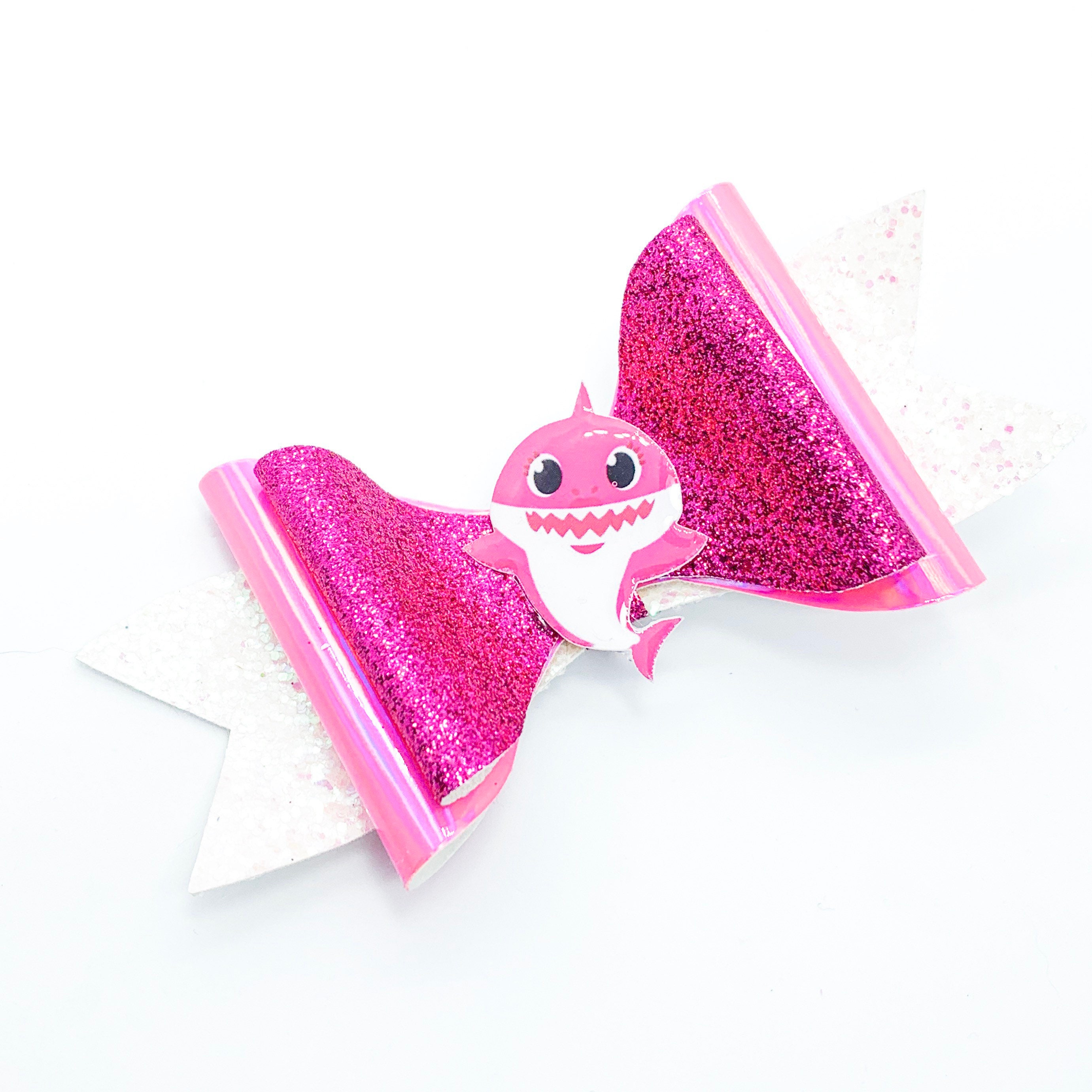 Download Pink Mommy Baby Shark Glitter Hair Bow