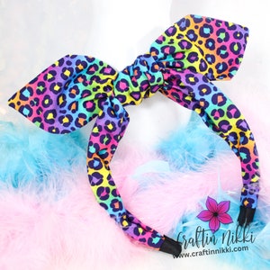 Pink Rainbow 90s Cheetah Animal Print Knotted Headband