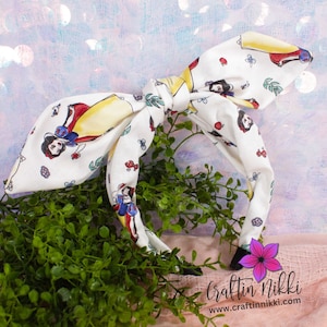 Princess Snow White Cotton Fabric Tie Knot Bow Headband for adults & children | one size fits all | Holiday Gifts