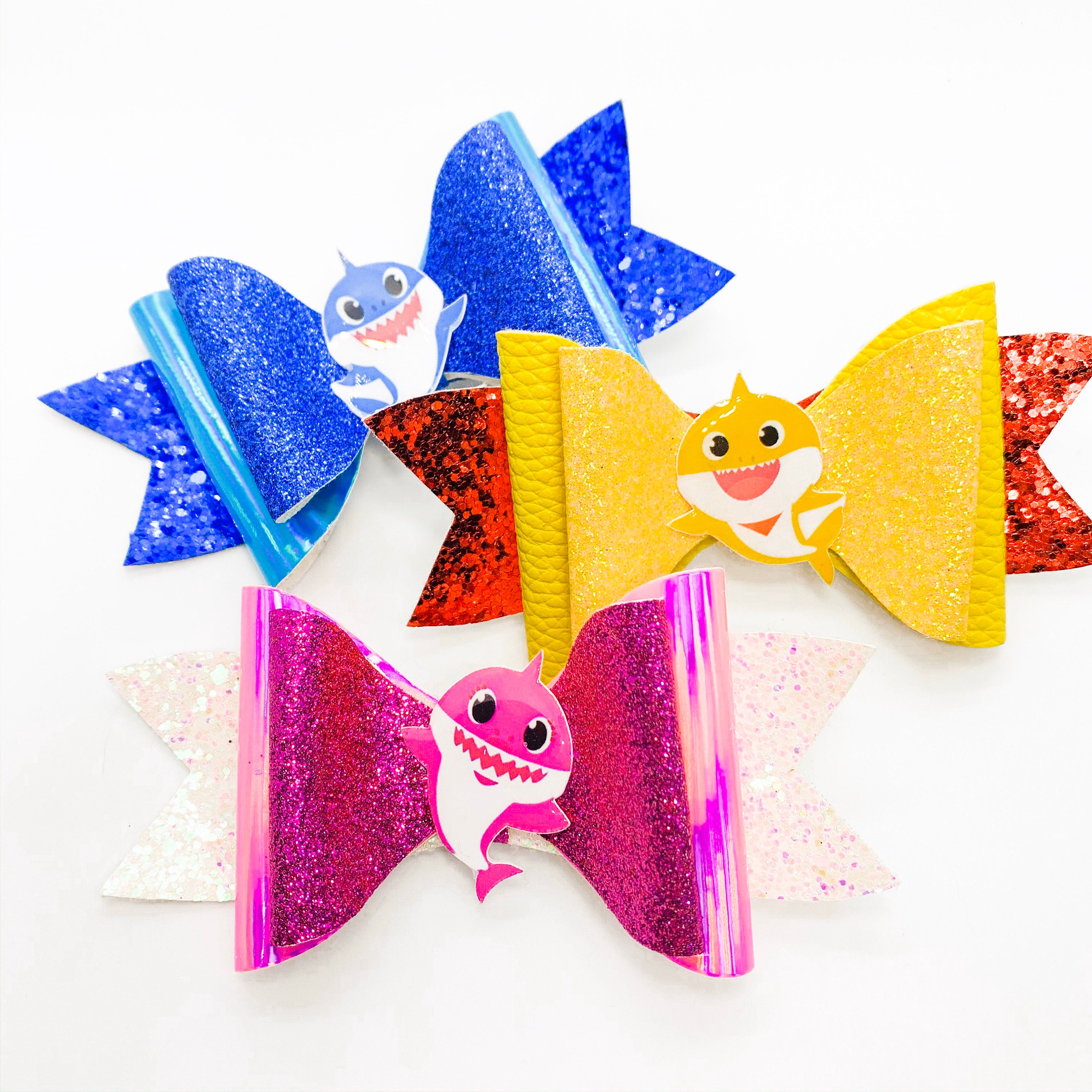 Download Pink Mommy Baby Shark Glitter Hair Bow