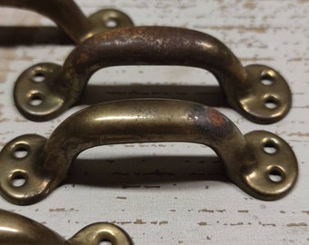 Set of Six Vintage Handles - Brass Furniture Handles