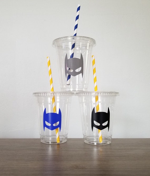 20 Batman Party Cups 12oz clear disposable plastic cups with lids and straws Superhero Birthday Baby Shower 20 Batman Party Cups 12oz clear disposable plastic cups with lids and straws Superhero Birthday Baby Shower
