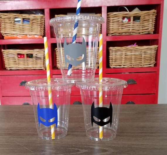 20 Batman Party Cups 12oz clear disposable plastic cups with lids and straws Superhero Birthday Baby Shower 20 Batman Party Cups 12oz clear disposable plastic cups with lids and straws Superhero Birthday Baby Shower