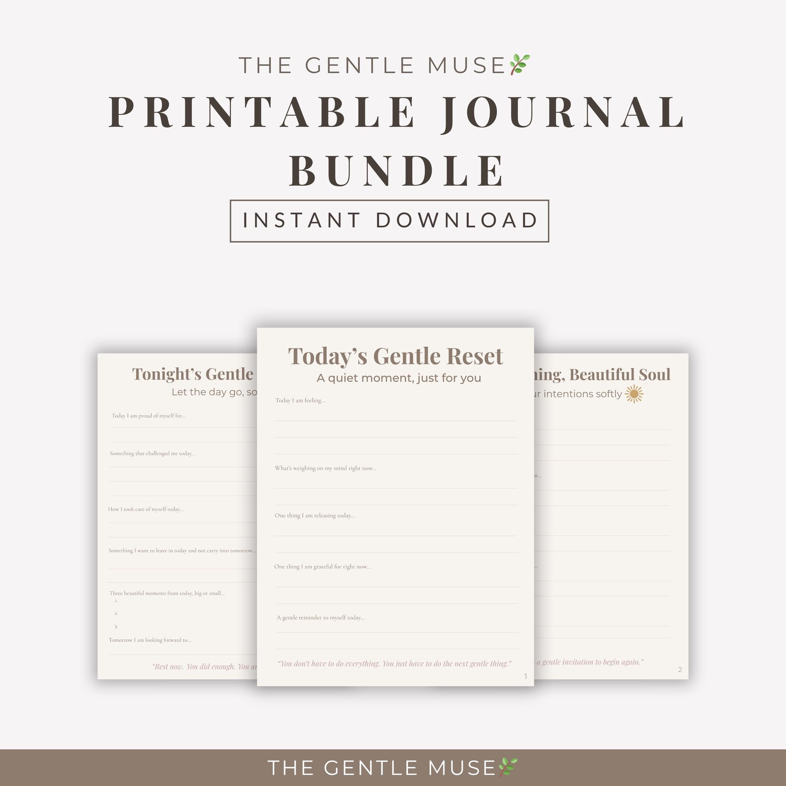 The Gentle Reset Printable Journal Bundle | Daily Reflection Self Care ...