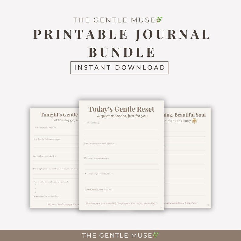 The Gentle Reset Printable Journal Bundle | Daily Reflection Self Care ...