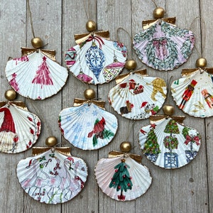 Scallop Ornaments- Christmas decoupage designs