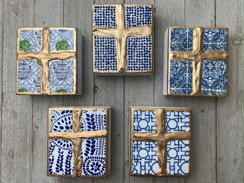 Decoupage Wood Block 4x4 Etsy