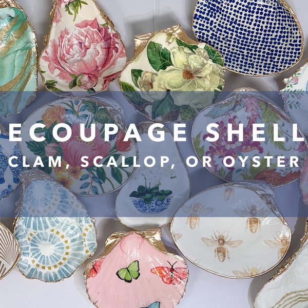 Decoupage Shells Etsy