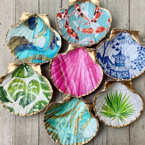 MEDIUM SCALLOP Decoupage Trinket/ring Dish Etsy