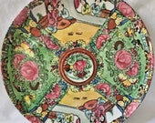 Asian Print Plate Tray Serving Platter quot Rose Medallion quot Famille Rose Chinese Large Round quot Wony Ltd quot Italy Melamine Acrylic Plastic 12 Inch