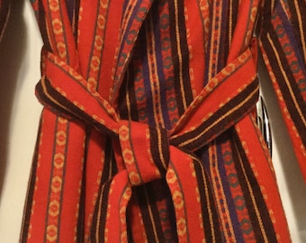 Trachten Jacket-Blazer-Coat/Austrian Bavarian-Style/Red Striped Wool/Belted/Folk Art/NWT/Preppy/Woman’s 8/Vintage 1980s