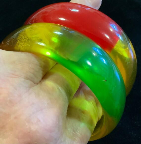 Plastic Bangle Bracelet/Matched Set/Neon Fluoresc… - image 7